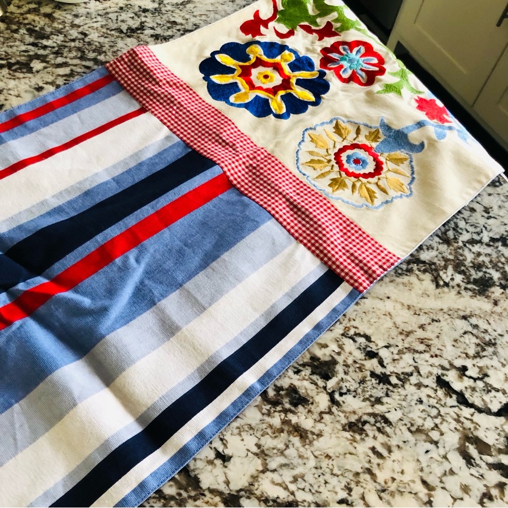 Pier One Brightly Colored 100% Cotton Table runner,  14”x 72”.